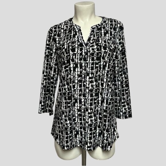 Jones New York Signature Black & White Blouse Top - Picture 1 of 10